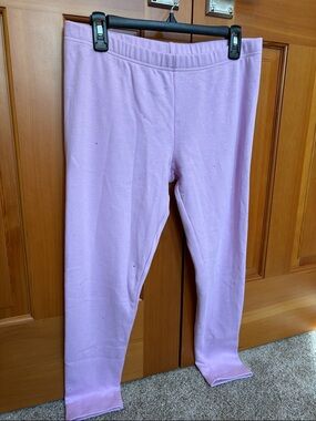 Lands' End Lilac Girls' Leggings with Subtle Sparkle Fleece Lined XL 14/16
